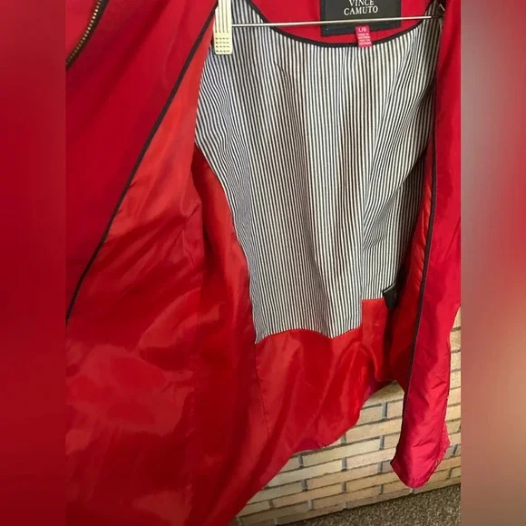 Vince Camuto Red Windbreaker Soft Shell Zip Up Jacket Women’s Size Large - Picture 5 of 10